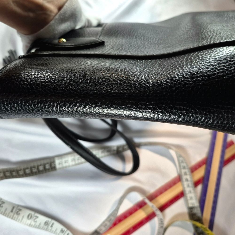 Anne Klein Black Faux Leather Lion Logo Tassel Tote Bag - Picture 15 of 16